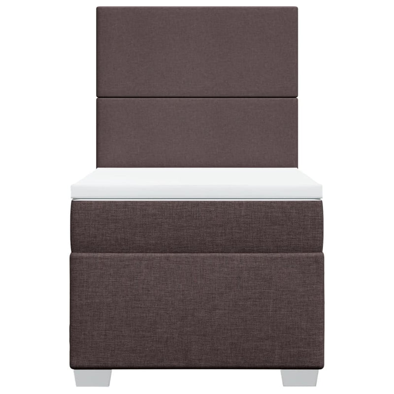 Pat box spring cu saltea, maro închis, 80x200 cm, textil