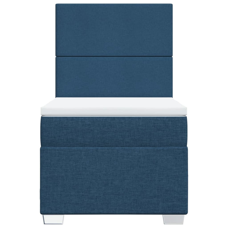 Pat box spring cu saltea, albastru, 80x200 cm, textil