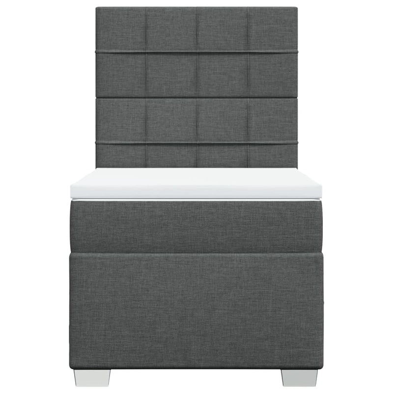 Pat box spring cu saltea, gri închis, 80x200 cm, textil