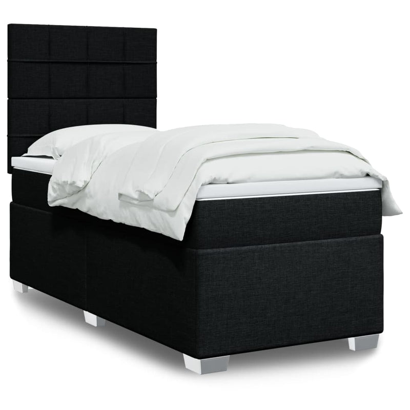 Pat box spring cu saltea, negru, 80x200 cm, textil