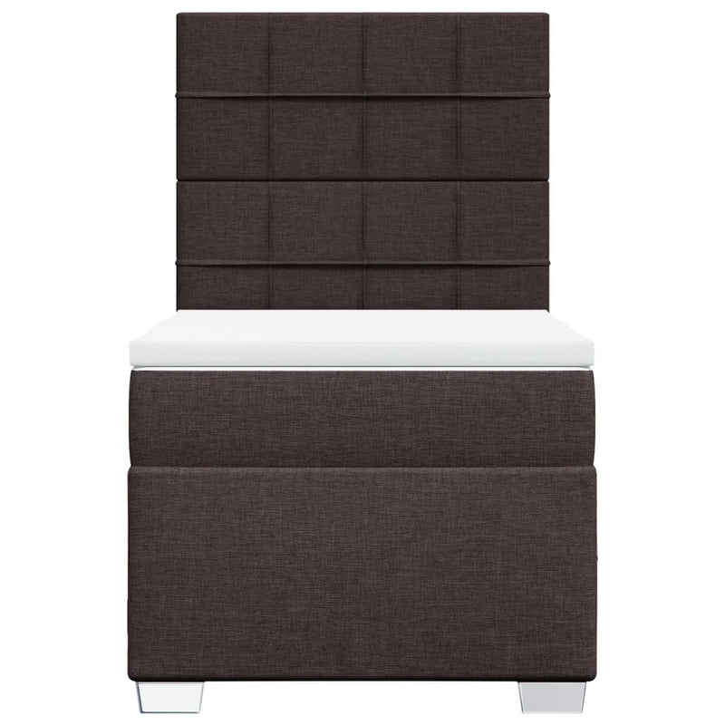 Pat box spring cu saltea, maro închis, 80x200 cm, textil