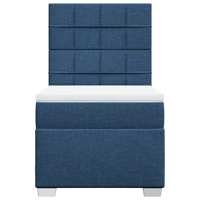 Pat box spring cu saltea, albastru, 80x200 cm, textil