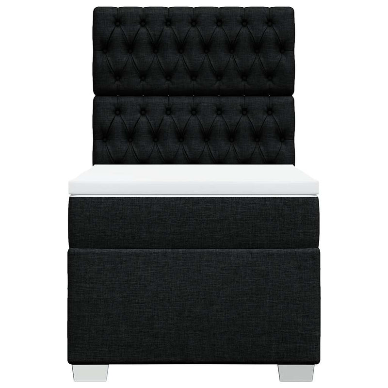 Pat box spring cu saltea, negru, 80x200 cm, textil