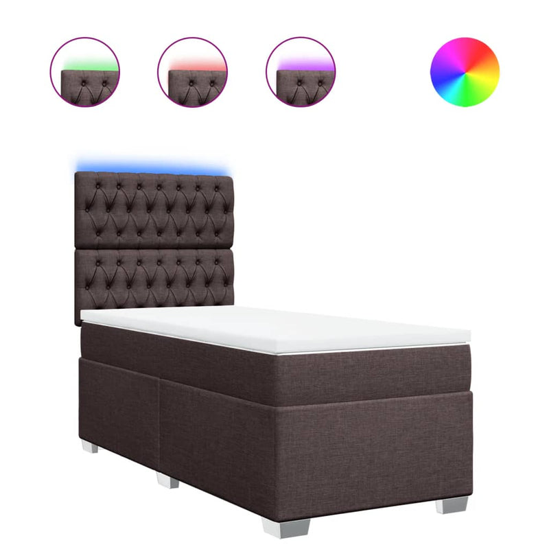 Pat box spring cu saltea, maro închis, 80x200 cm, textil