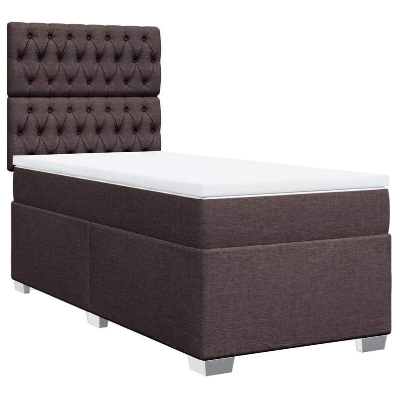 Pat box spring cu saltea, maro închis, 80x200 cm, textil