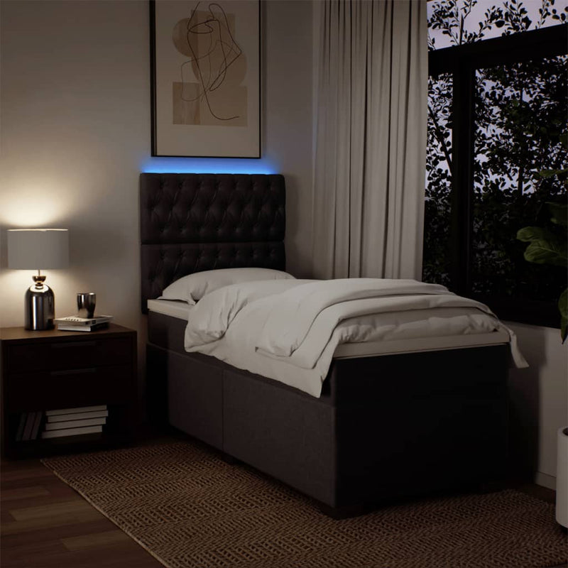 Pat box spring cu saltea, maro închis, 80x200 cm, textil