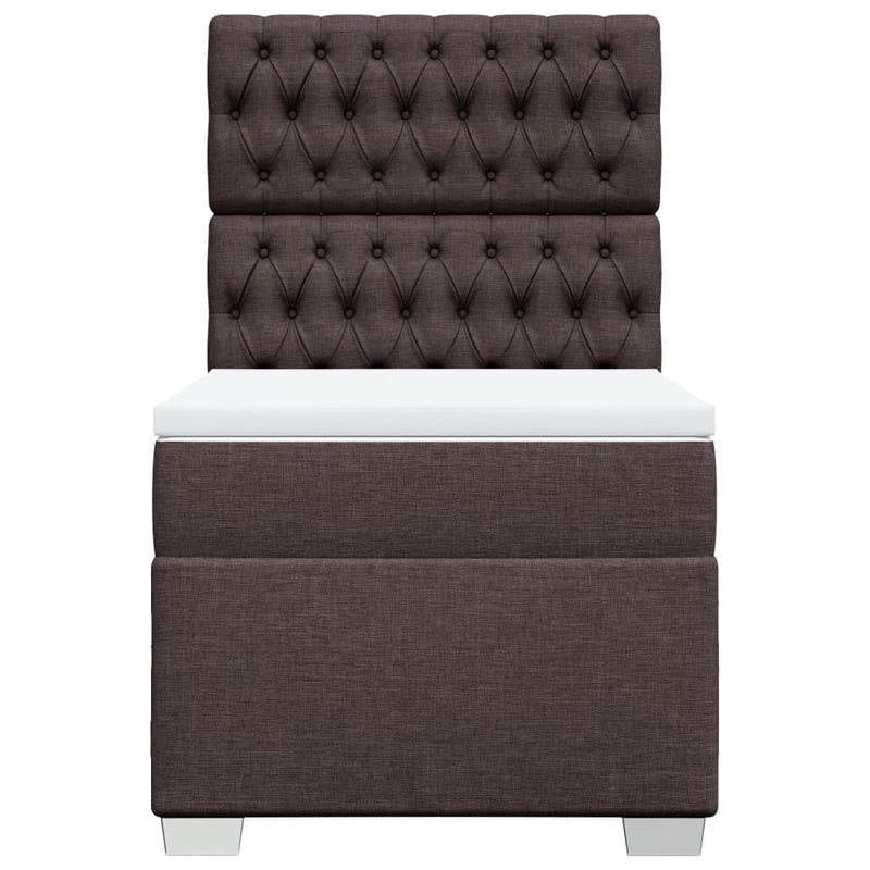 Pat box spring cu saltea, maro închis, 80x200 cm, textil