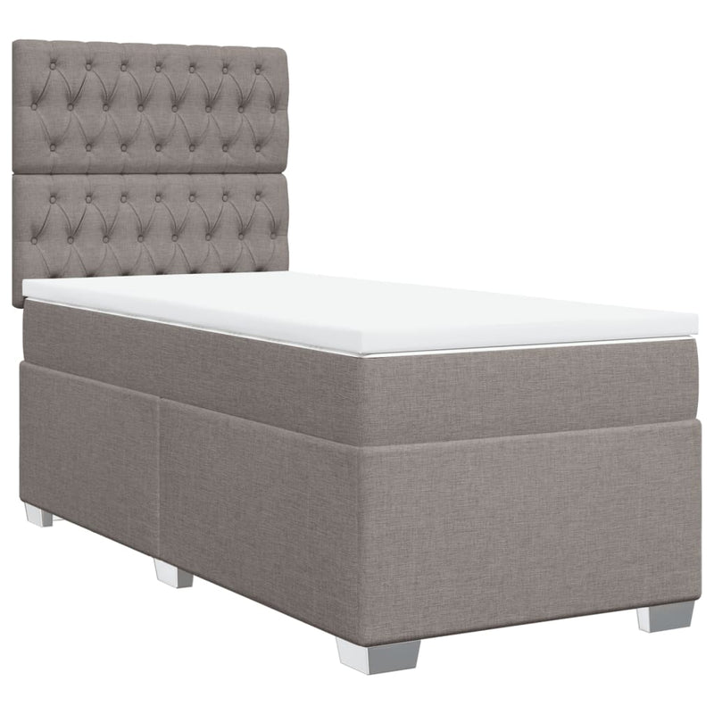 Pat box spring cu saltea, gri taupe, 80x200 cm, textil