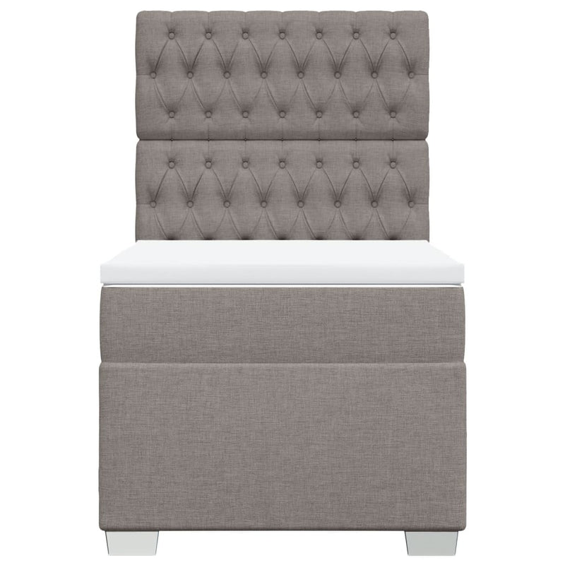 Pat box spring cu saltea, gri taupe, 80x200 cm, textil
