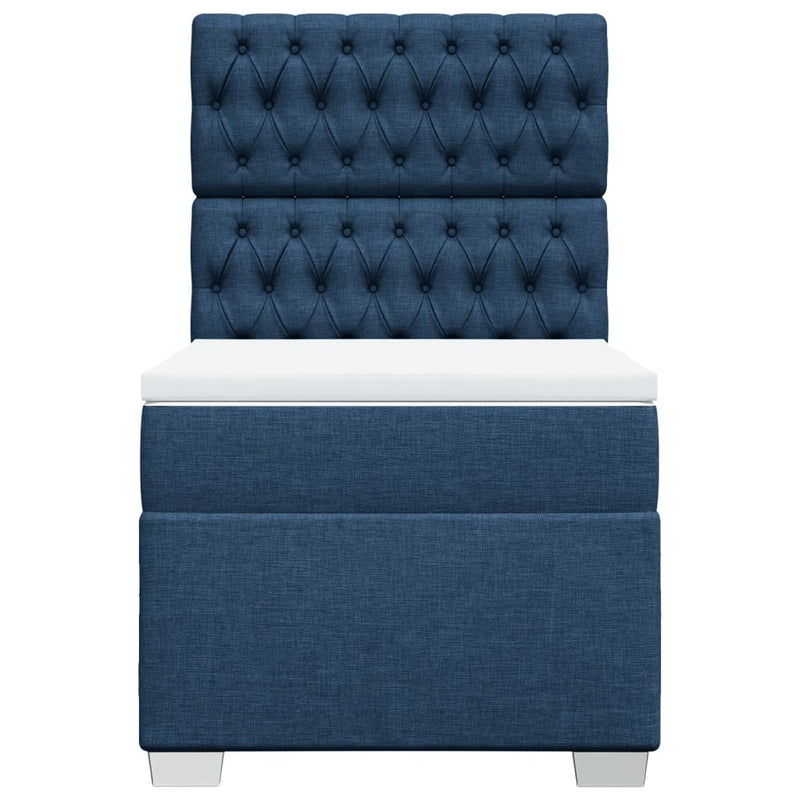 Pat box spring cu saltea, albastru, 80x200 cm, textil