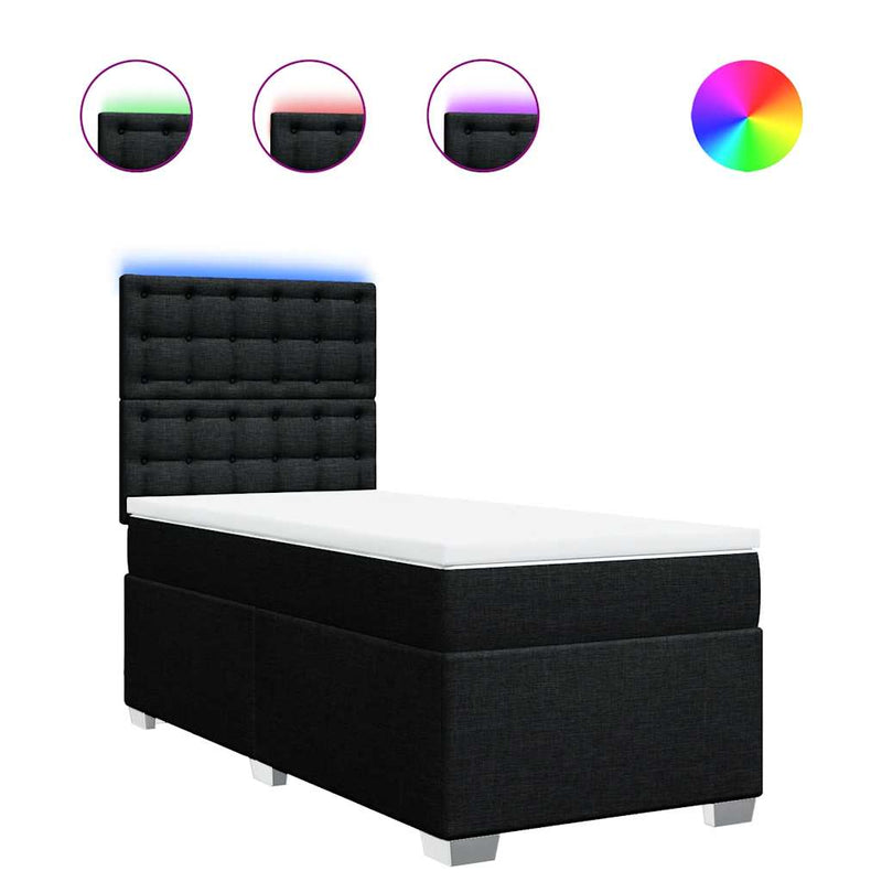 Pat box spring cu saltea, negru, 80x200 cm, textil