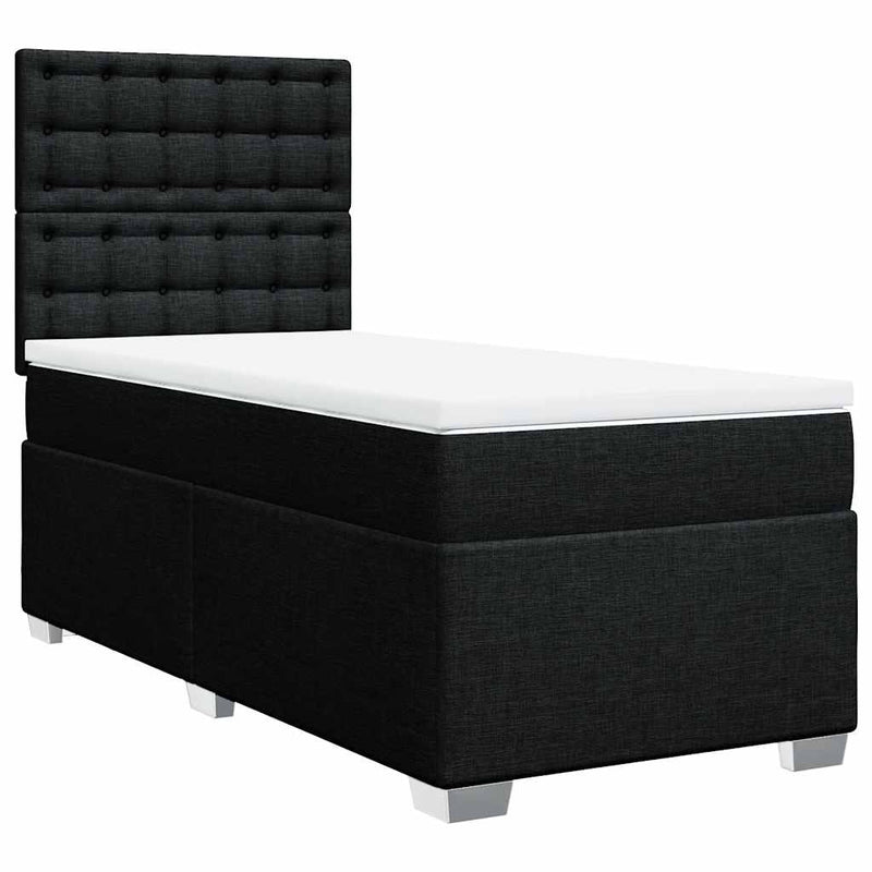 Pat box spring cu saltea, negru, 80x200 cm, textil