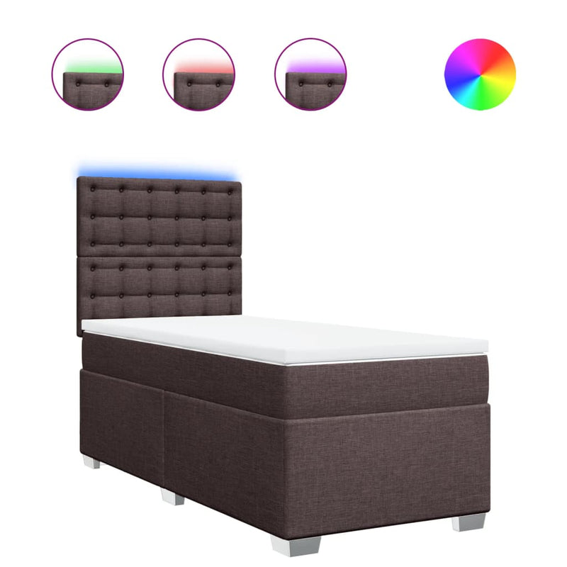 Pat box spring cu saltea, maro închis, 80x200 cm, textil