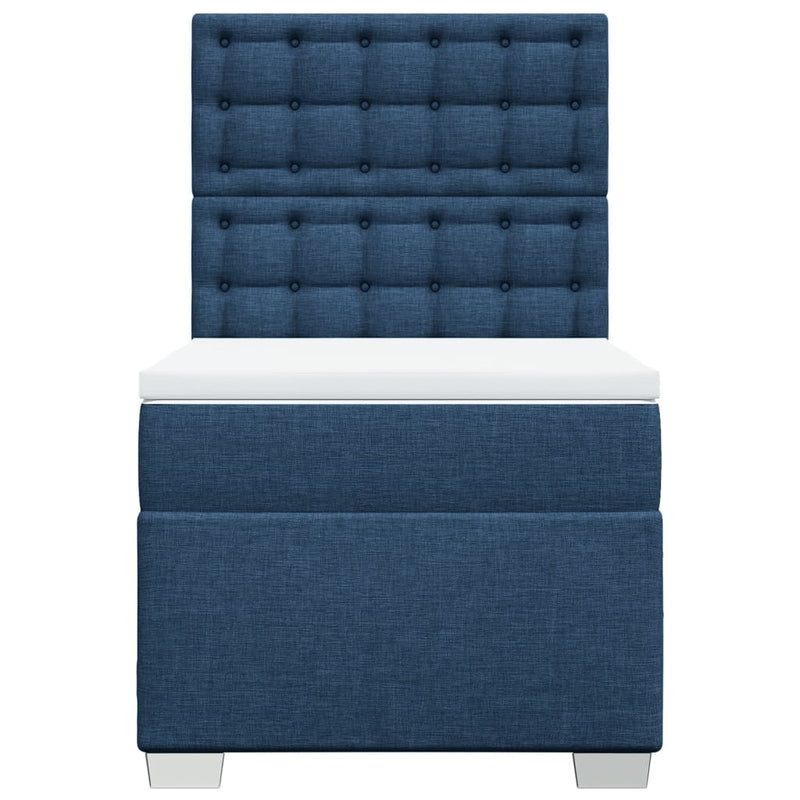 Pat box spring cu saltea, albastru, 80x200 cm, textil