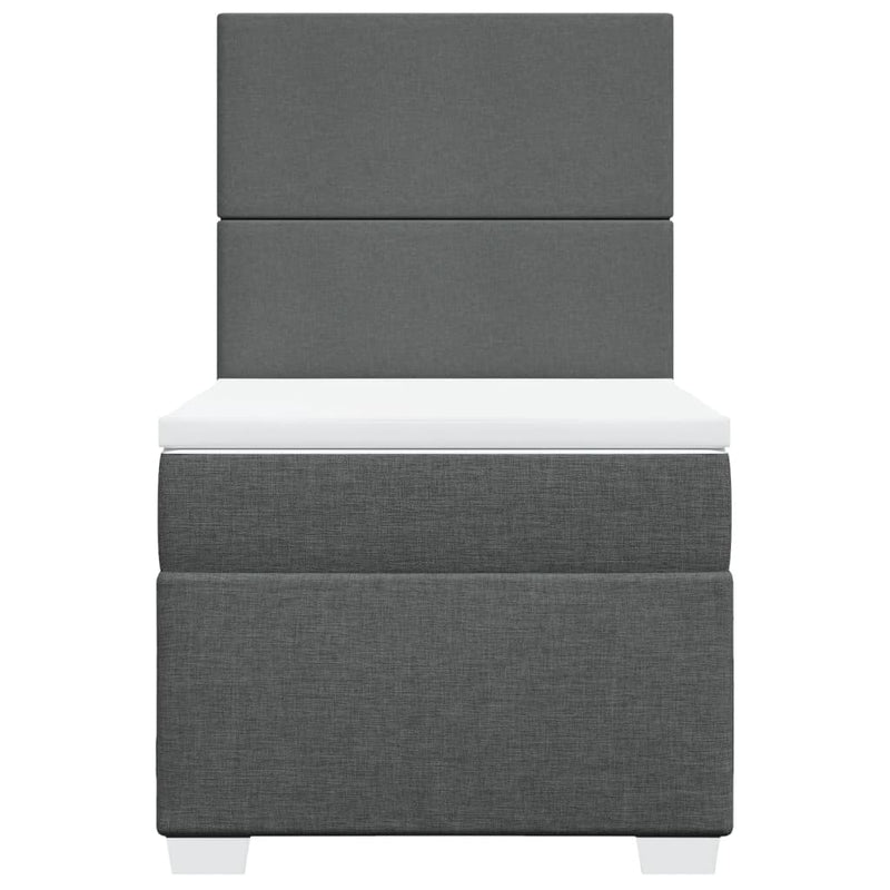 Pat box spring cu saltea, gri închis, 90x190 cm, textil