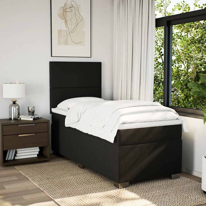 Pat box spring cu saltea, negru, 90x190 cm, textil