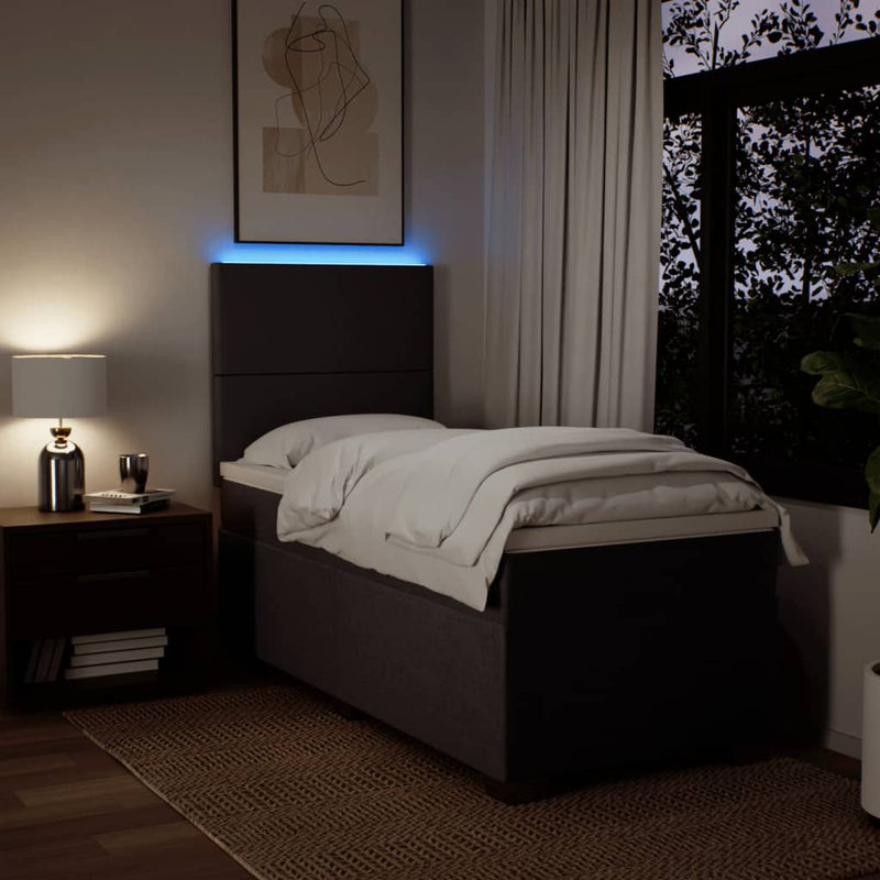 Pat box spring cu saltea, maro închis, 90x190 cm, textil