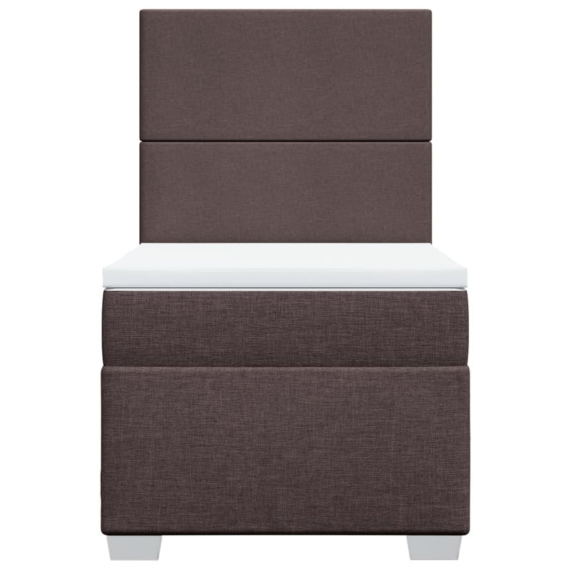 Pat box spring cu saltea, maro închis, 90x190 cm, textil