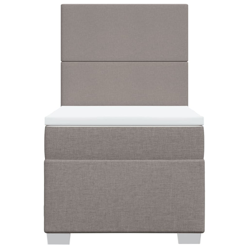 Pat box spring cu saltea, gri taupe, 90x190 cm, textil