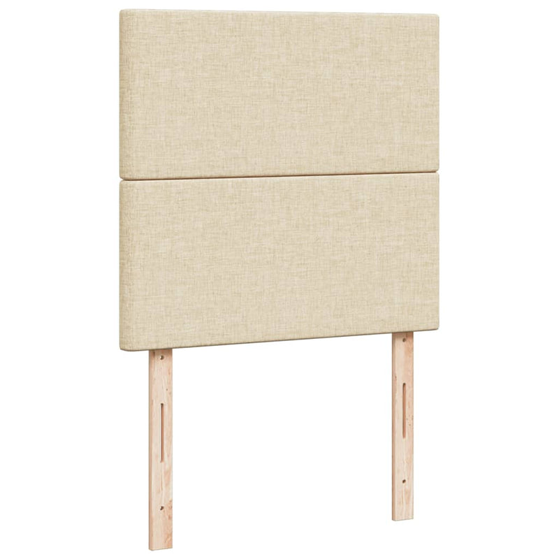 Pat box spring cu saltea, crem, 90x190 cm, textil