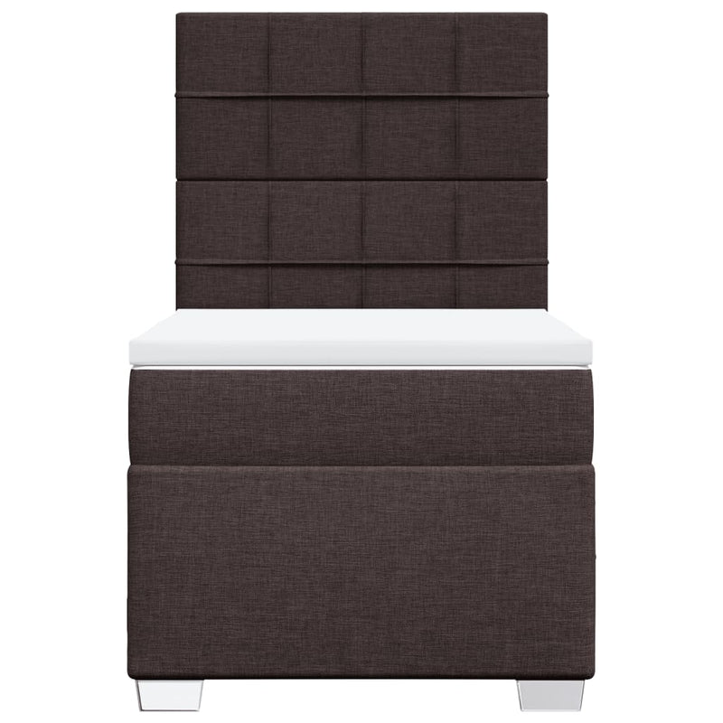 Pat box spring cu saltea, maro închis, 90x190 cm, textil