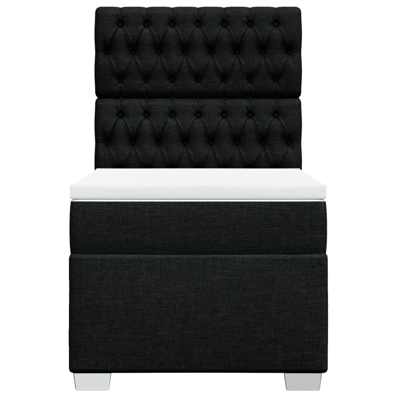Pat box spring cu saltea, negru, 90x190 cm, textil