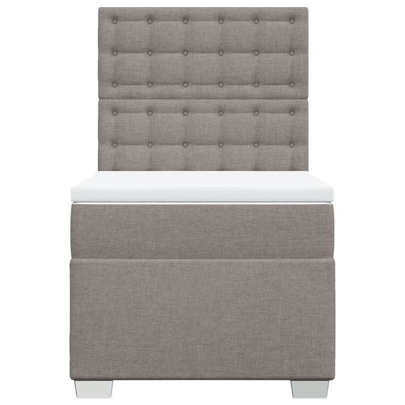 Pat box spring cu saltea, gri taupe, 90x190 cm, textil