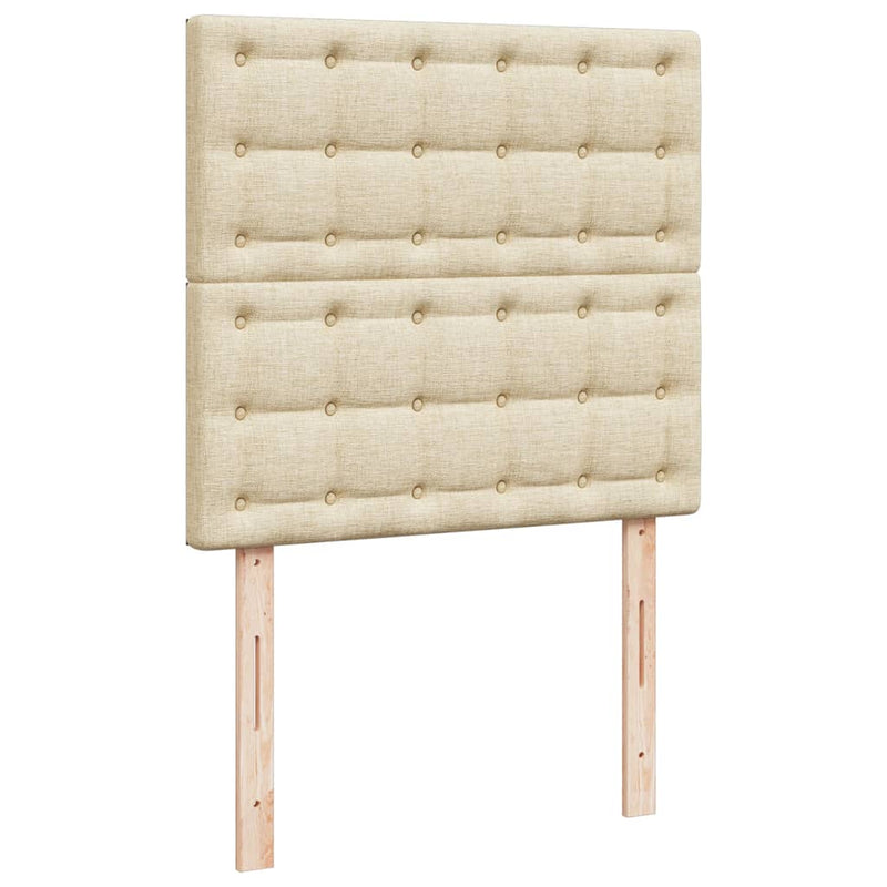Pat box spring cu saltea, crem, 90x190 cm, textil
