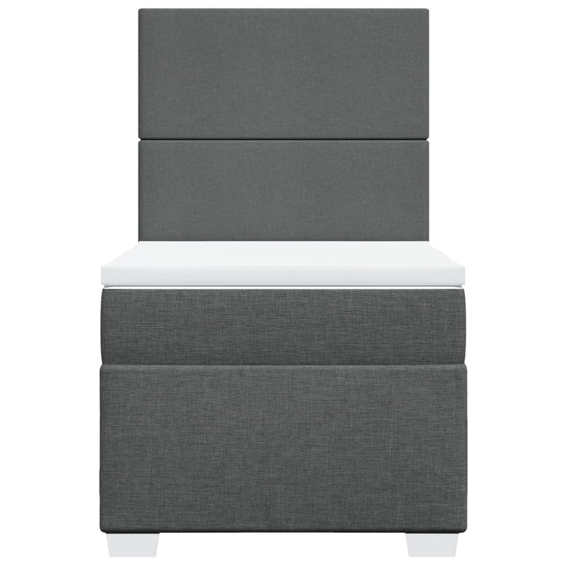 Pat box spring cu saltea, gri închis, 90x200 cm, textil