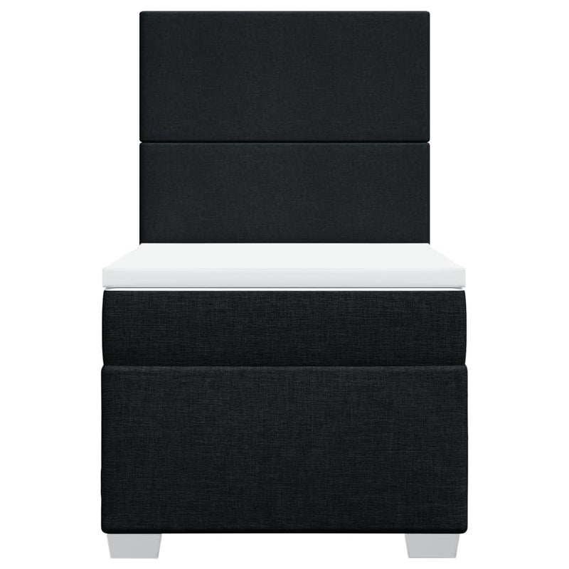 Pat box spring cu saltea, negru, 90x200 cm, textil