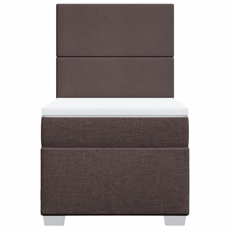Pat box spring cu saltea, maro închis, 90x200 cm, textil
