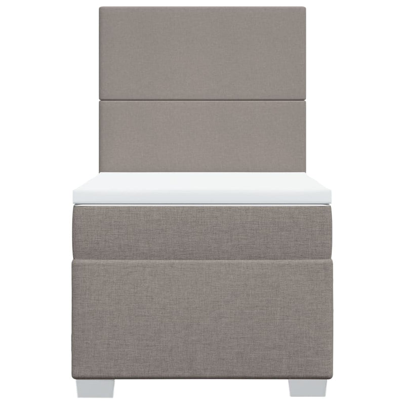Pat box spring cu saltea, gri taupe, 90x200 cm, textil