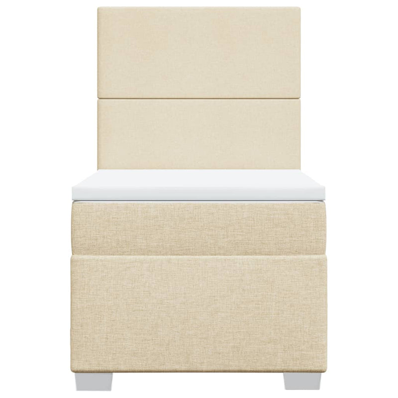 Pat box spring cu saltea, crem, 90x200 cm, textil