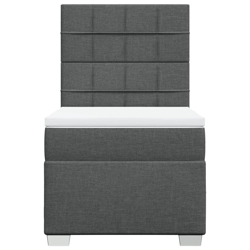 Pat box spring cu saltea, gri închis, 90x200 cm, textil