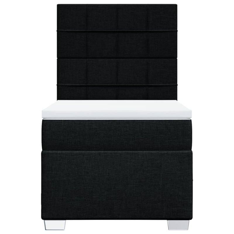 Pat box spring cu saltea, negru, 90x200 cm, textil