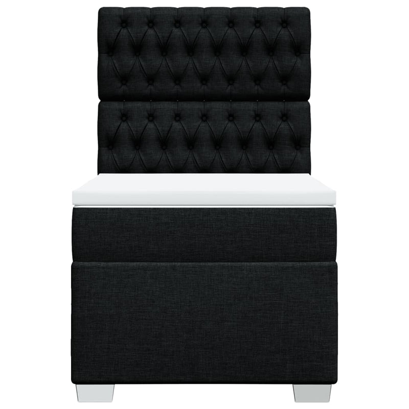 Pat box spring cu saltea, negru, 90x200 cm, textil