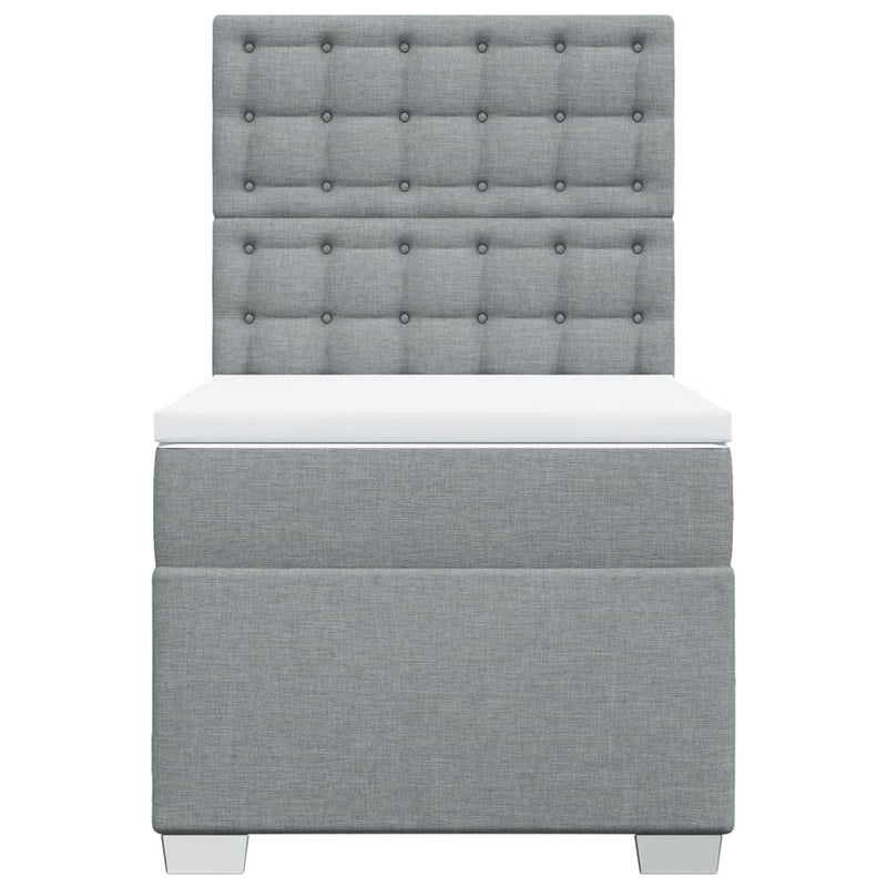 Pat box spring cu saltea, gri deschis, 90x200 cm, textil
