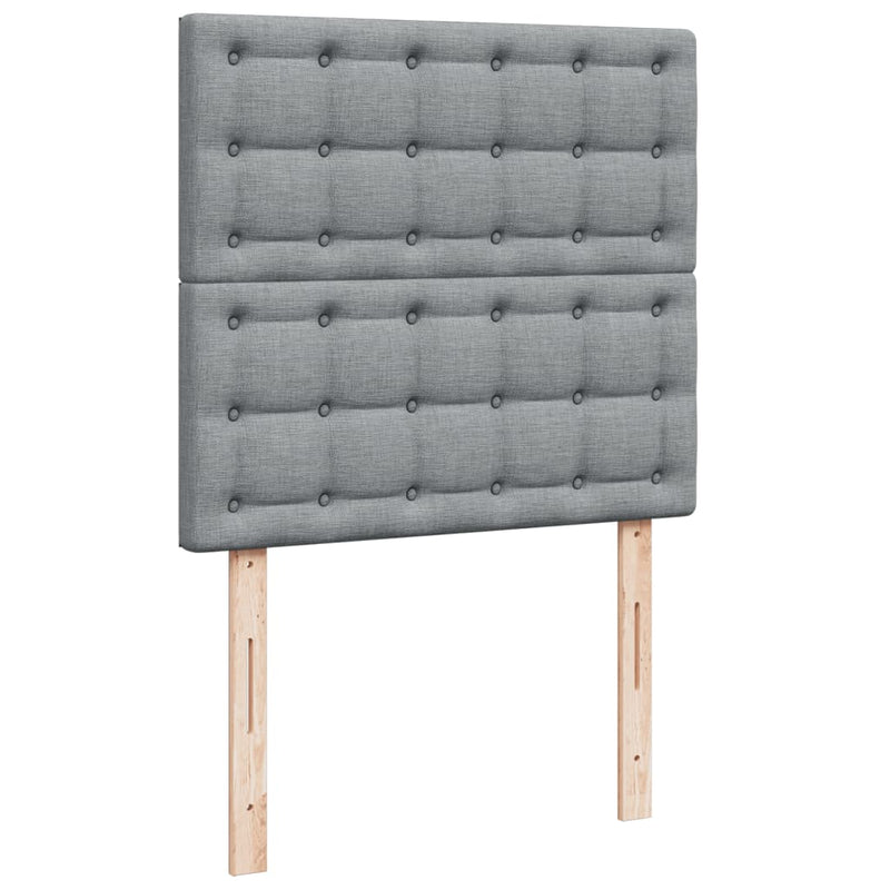 Pat box spring cu saltea, gri deschis, 90x200 cm, textil