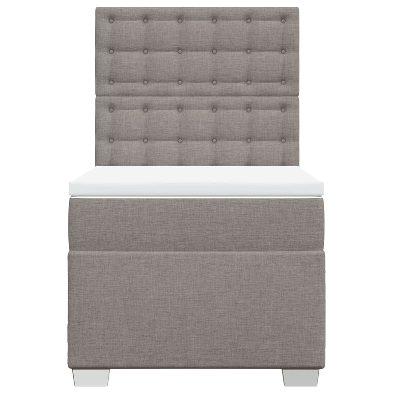 Pat box spring cu saltea, gri taupe, 90x200 cm, textil