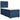 Pat box spring cu saltea, albastru, 90x200 cm, textil
