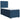 Pat box spring cu saltea, albastru, 100x200 cm, textil