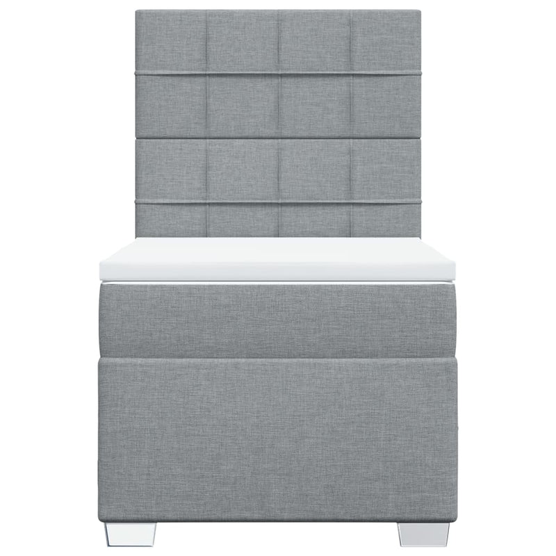 Pat box spring cu saltea, gri deschis, 100x200 cm, textil