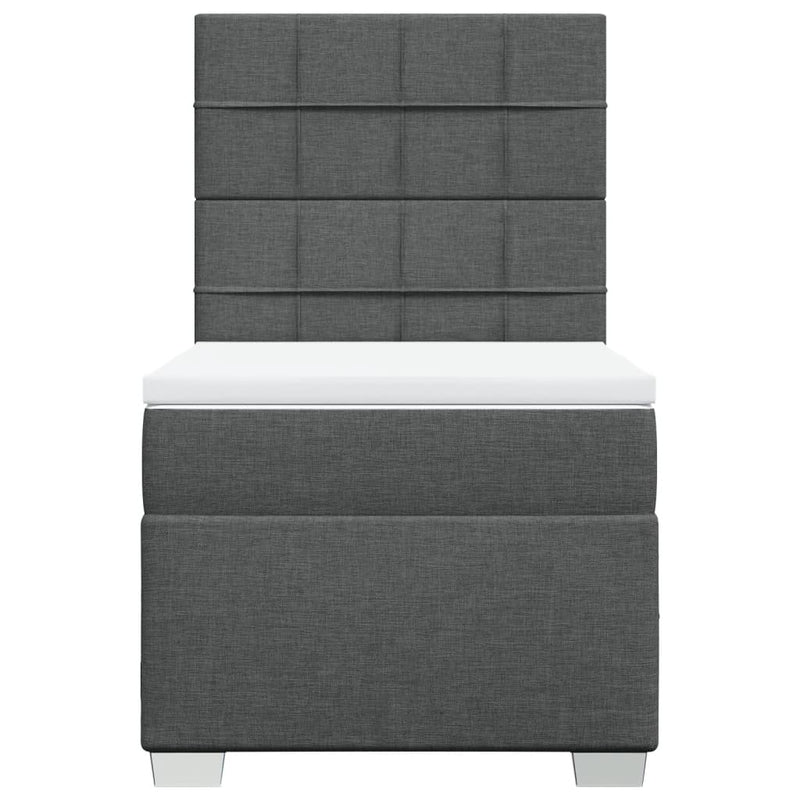 Pat box spring cu saltea, gri închis, 100x200 cm, textil