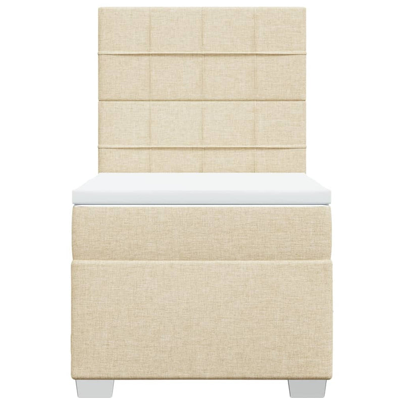 Pat box spring cu saltea, crem, 100x200 cm, textil