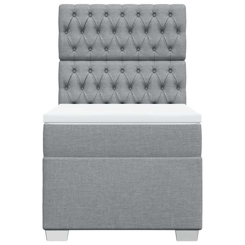 Pat box spring cu saltea, gri deschis, 100x200 cm, textil