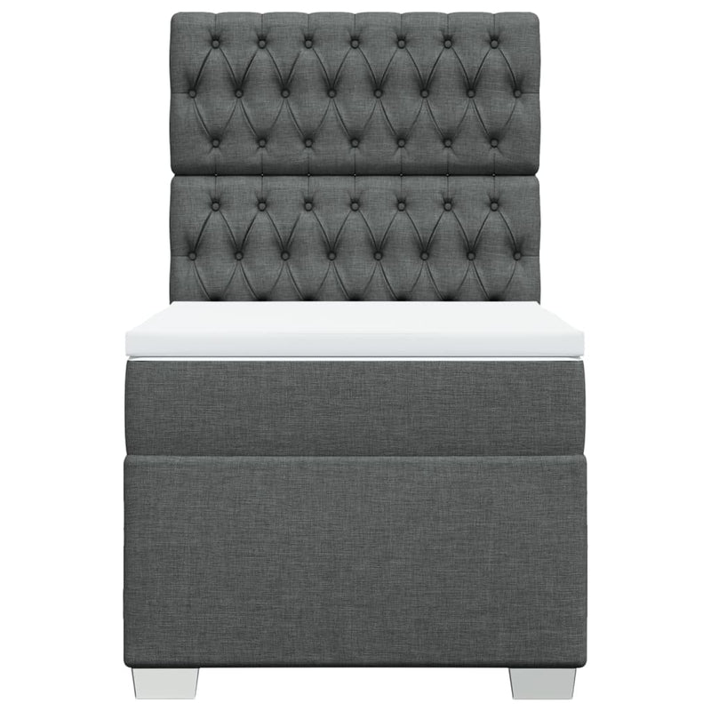 Pat box spring cu saltea, gri închis, 100x200 cm, textil