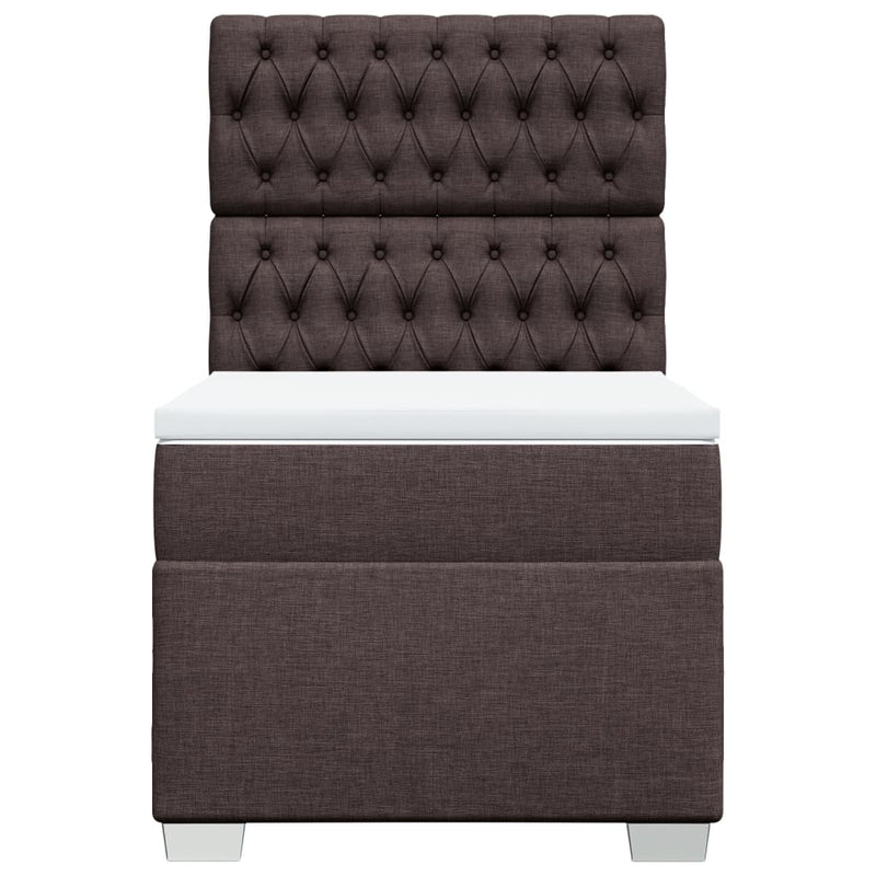 Pat box spring cu saltea, maro închis, 100x200 cm, textil