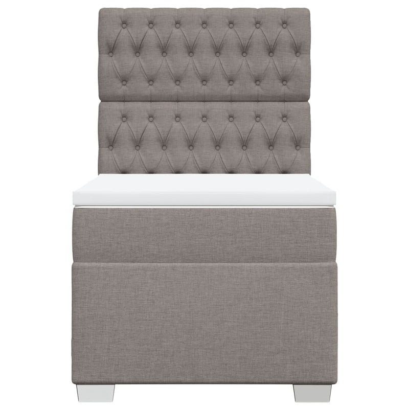 Pat box spring cu saltea, gri taupe, 100x200 cm, textil