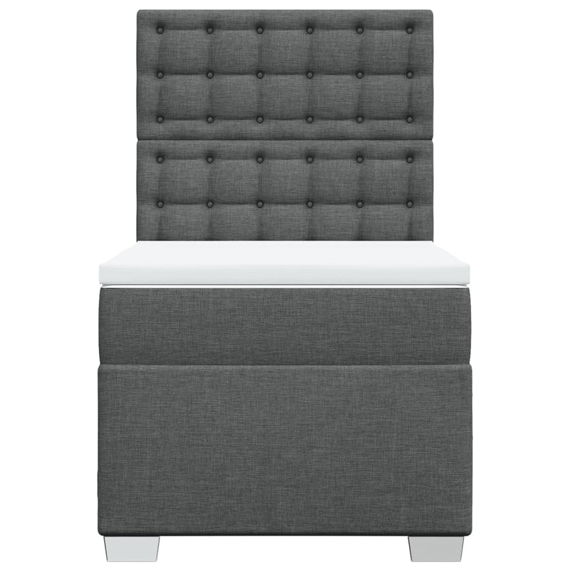 Pat box spring cu saltea, gri închis, 100x200 cm, textil