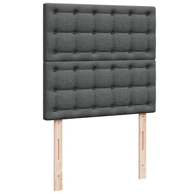 Pat box spring cu saltea, gri închis, 100x200 cm, textil